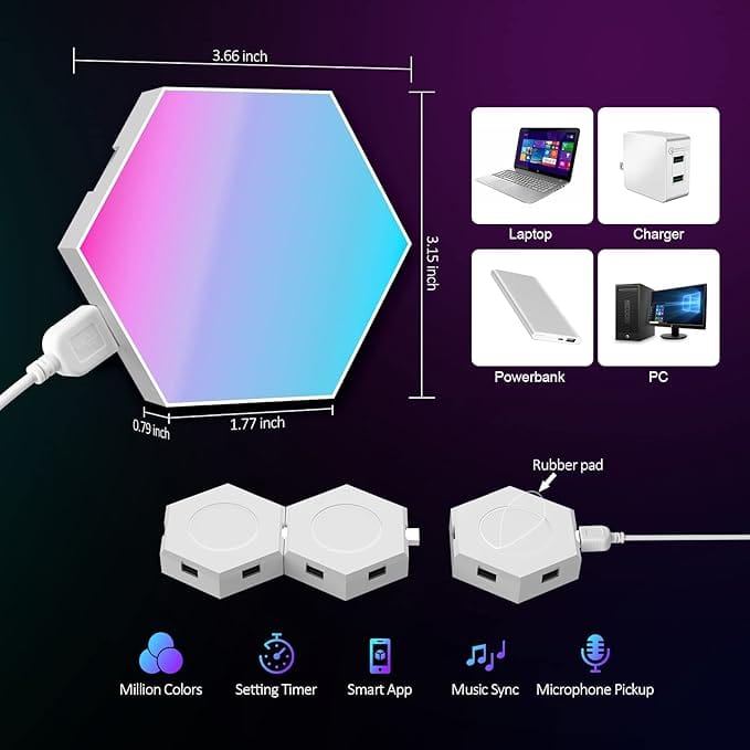 Cleviscoworkspace Electronics RGB Hexagon Lights